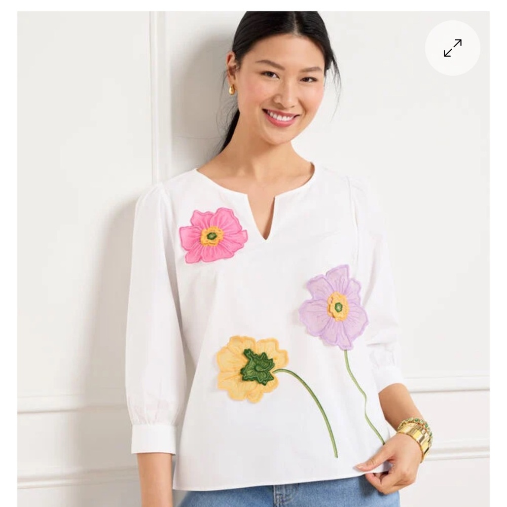 Talbots - White Blouse with Colorful Floral Accents - size 2X - SOLD OUT